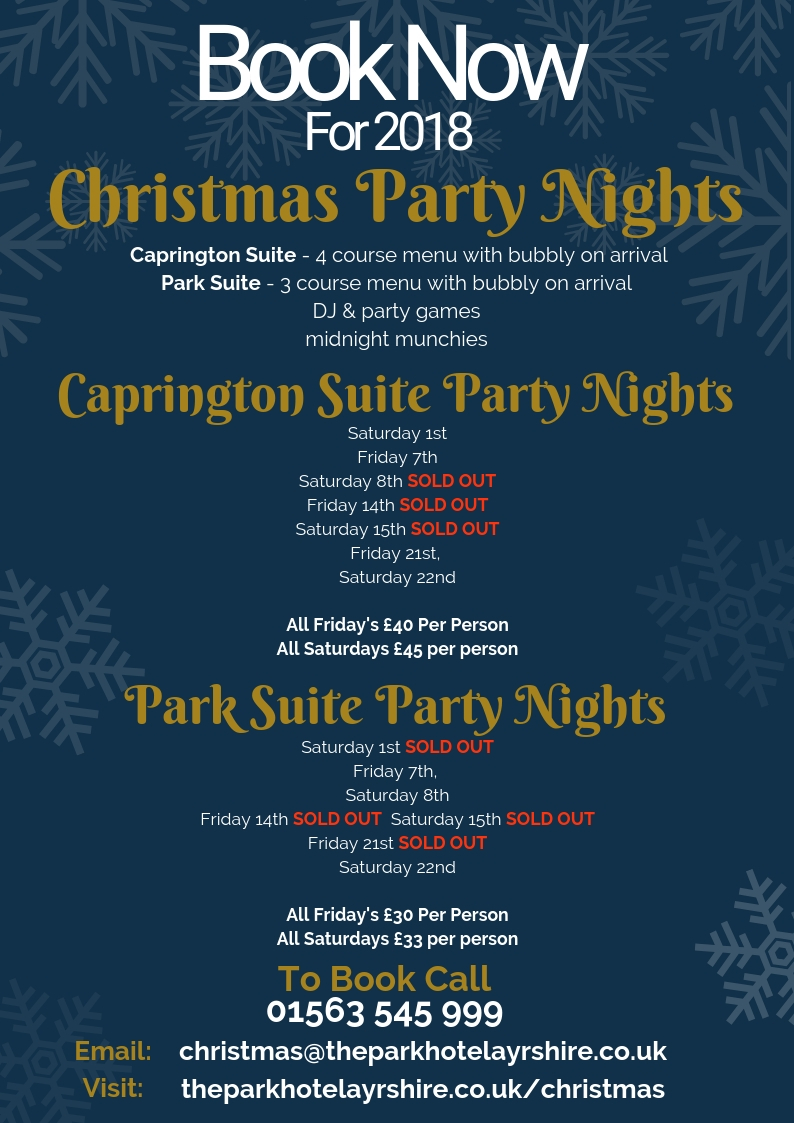 Christmas Party Nights and Party Lunches Selling Out Fast!